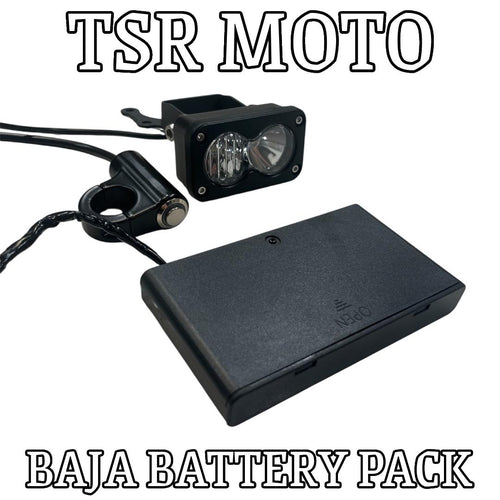 TSR Moto Baja Battery Pack E-Bike/E-Moto Light - Compact Battery and LED Light Combo for Electric Vehicles