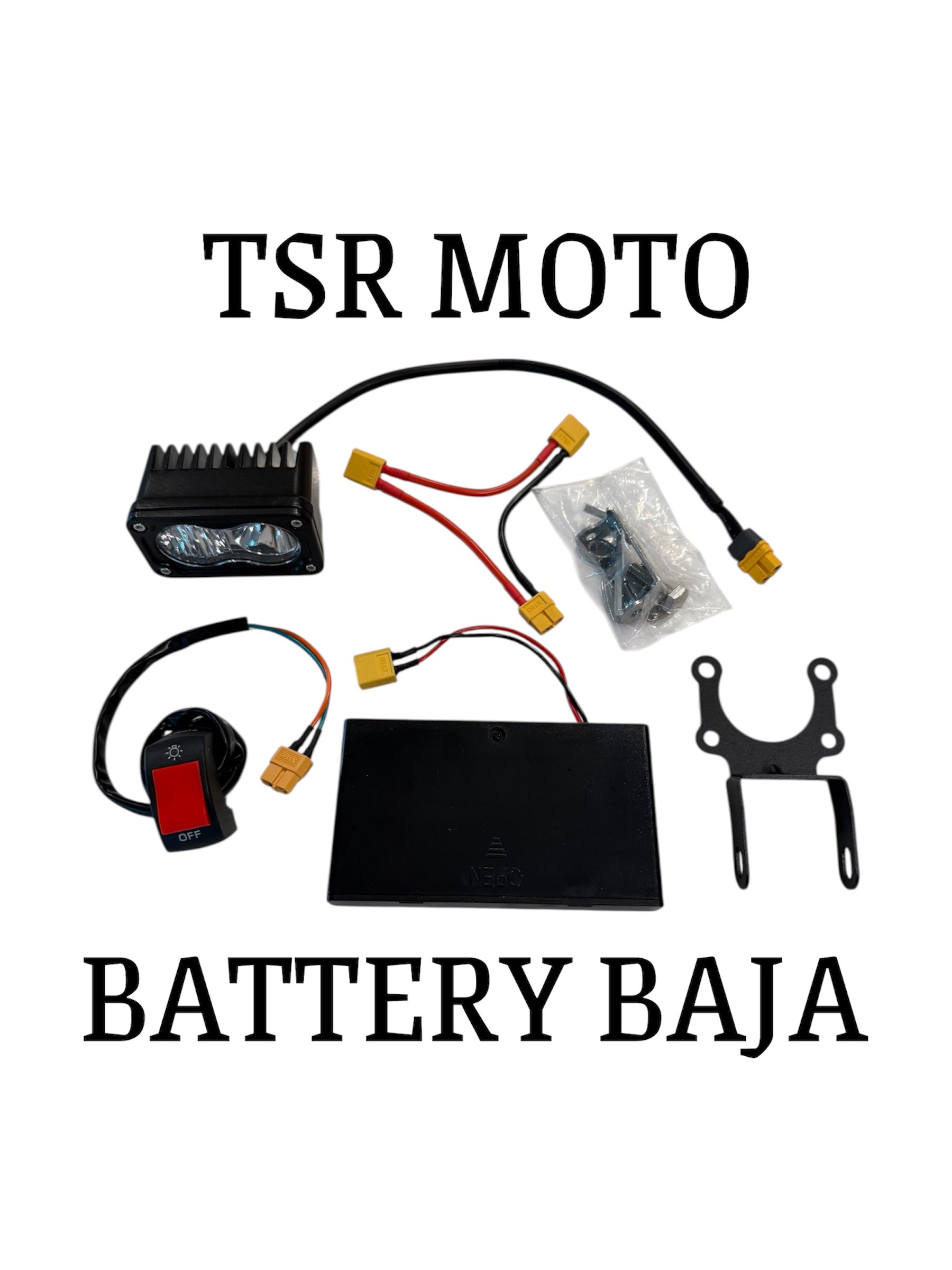 TSR Moto Baja Style Battery Pack E-Bike/E-Moto Light - Compact Battery and LED Light Combo for Electric Vehicles